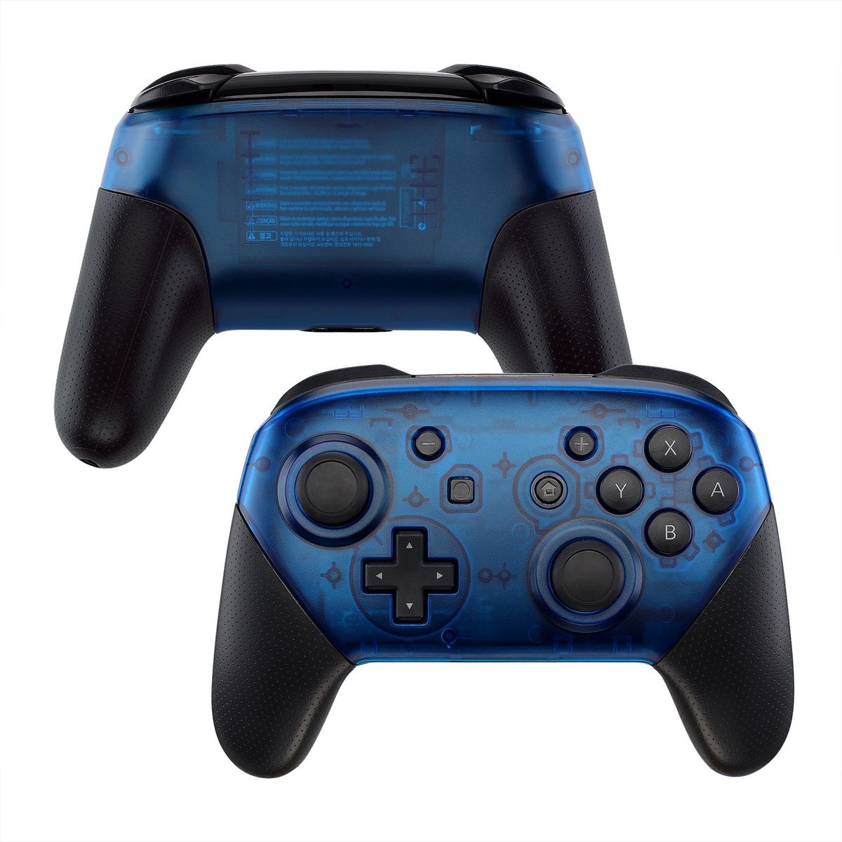 eXtremeRate transparent clear blue faceplate and backplate for Nintendo Switch Pro controller