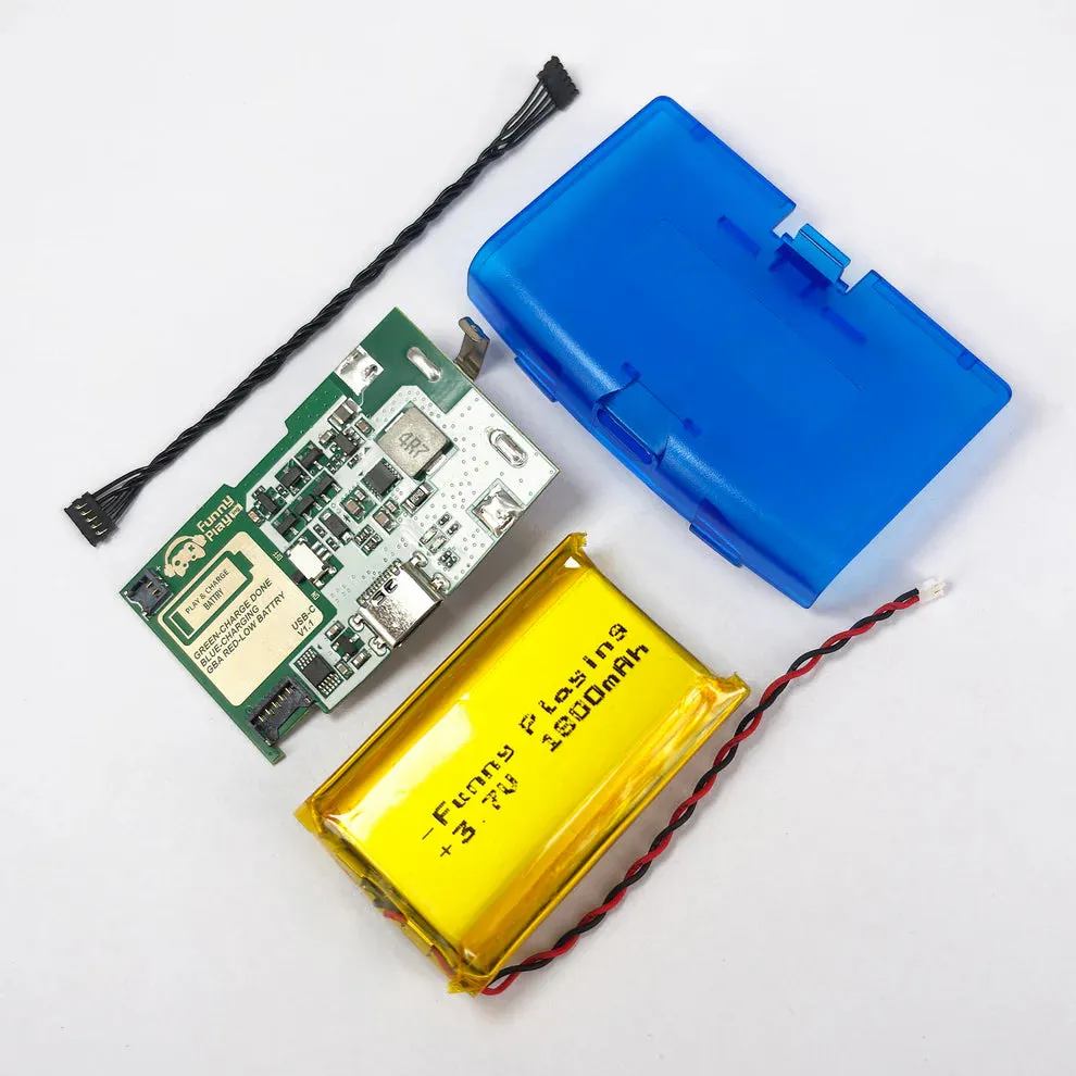 FunnyPlaying rechargeable Game Boy Advance battery kit in clear royal blue