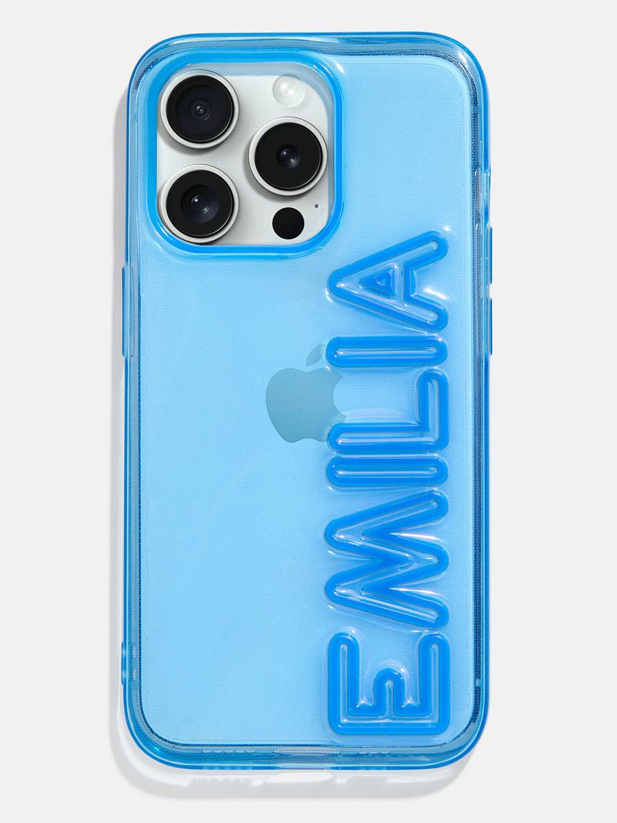 BaubleBar Fine Line Custom iPhone Case — Transparent Blue/Blue