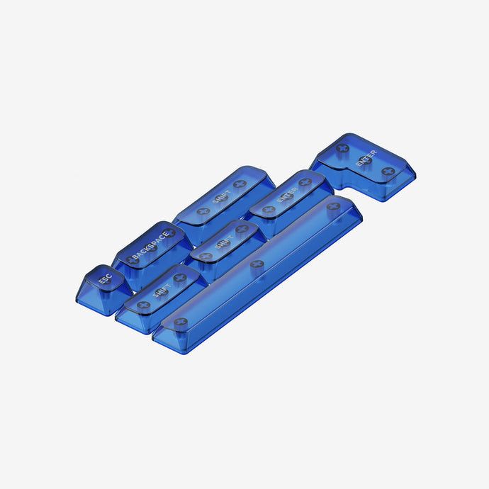 NuPhy Crystal mSA PC keycaps in translucent deep blue Mystic Indigo