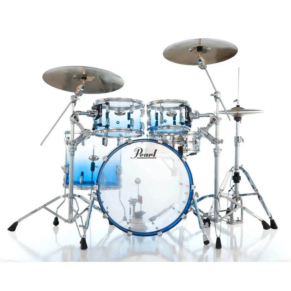 Pearl Crystal Beat four-piece acrylic drum shell pack in transparent blue Glacier Fade