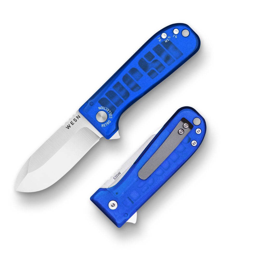 WESN Allman Cosmic Blue knife with translucent blue scale