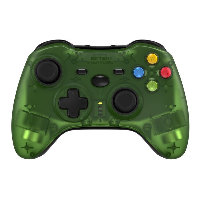 Retro Fighters Hunter 360 controller in transparent green