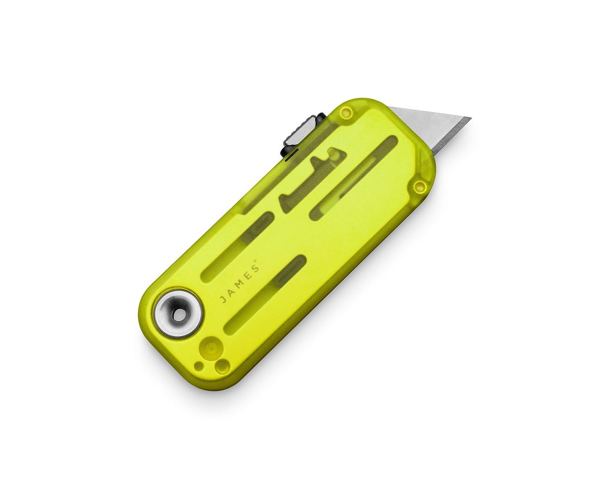 The James Brand Palmer Clear utility knife in Electric Green