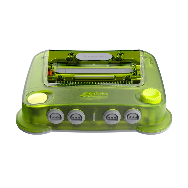 ModRetro M64 console in translucent green