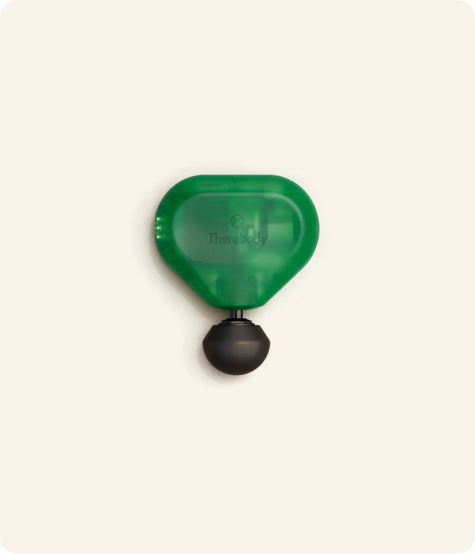 Theragun Mini 3rd Gen massage gun in translucent green Sour Apple