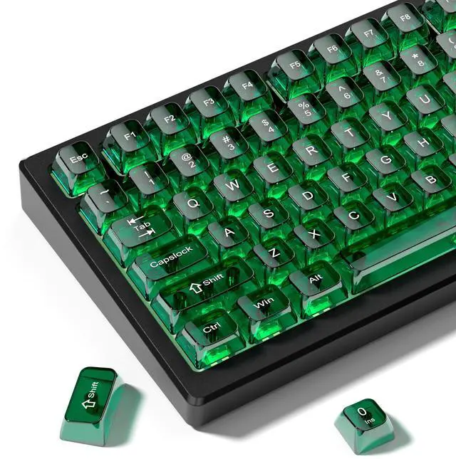 Womier Dark Green Clear Keycap Set — Transparent Crystal Jelly, MDA Profile, 115-key