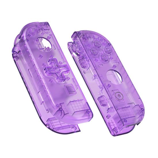 eXtremeRate Clear Atomic Purple Joy-Con housing with D-Pad