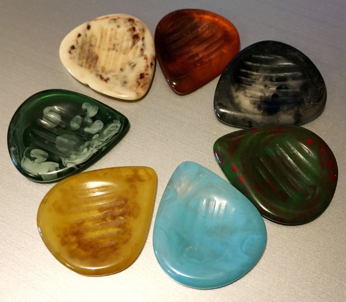 Set of 2 Resin Gypsy Jazz Guitar Picks + 2mm 3mm + Like Casein Guitar Picks + Free Shipping — Light Amber translucent