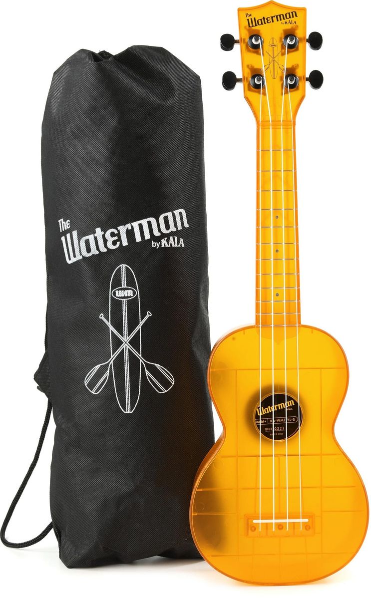 Kala Waterman Seaglass Collection Soprano Ukulele — Transparent Amber Yellow