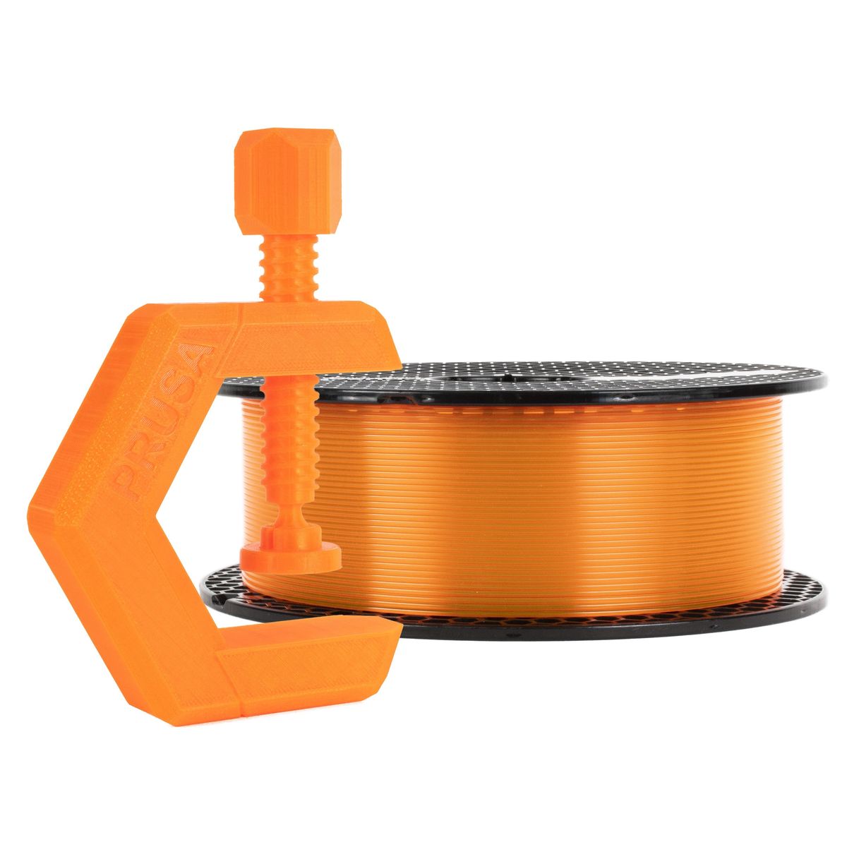 Prusament Prusa Orange transparent PETG filament spool