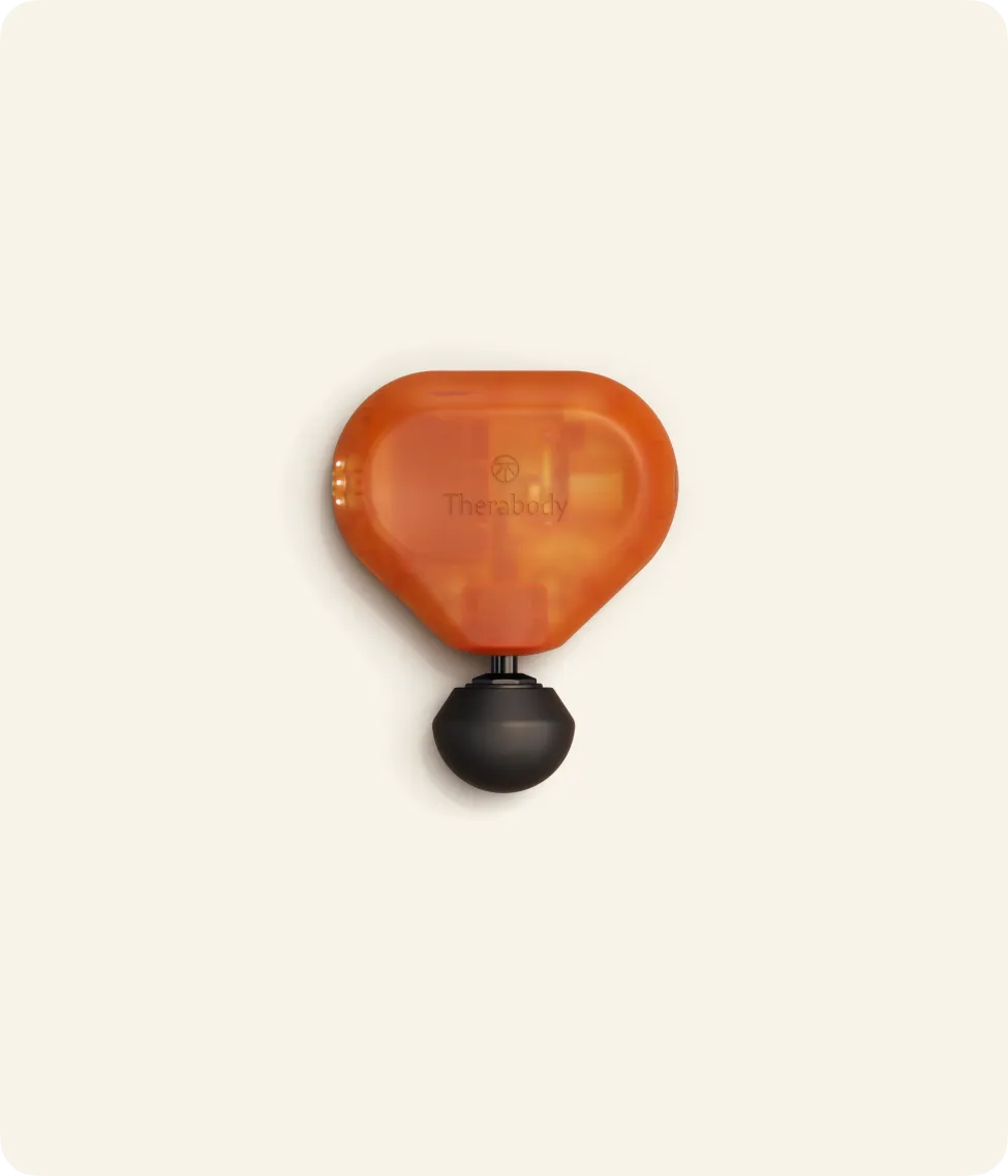 Theragun Mini 3rd Gen massage gun in translucent orange Orange Crush