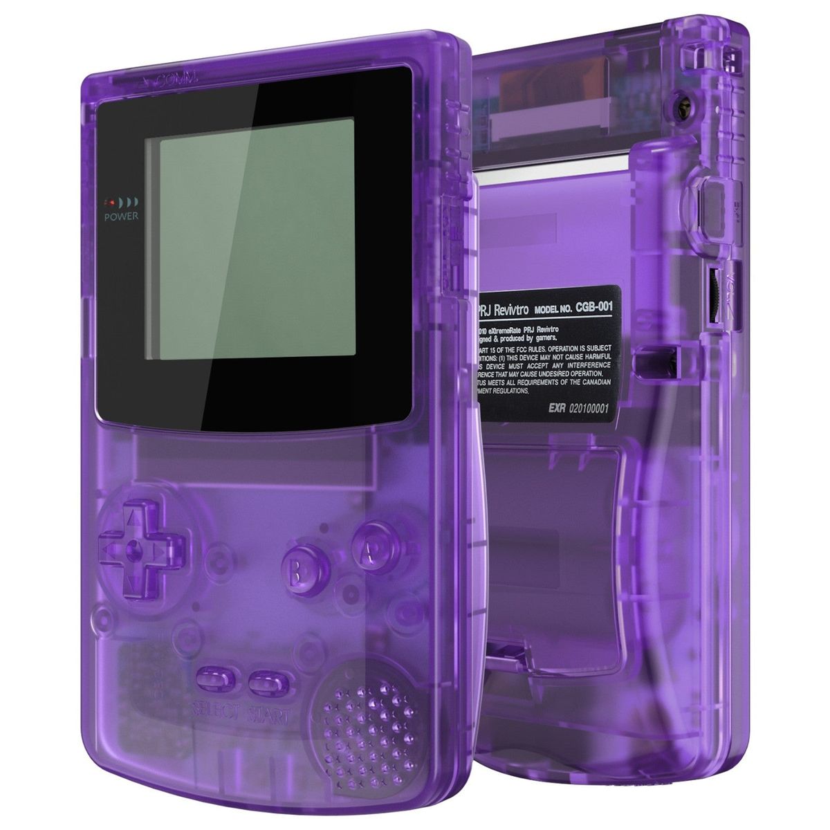 IPS Ready Upgraded eXtremeRate Clear Atomic Purple Replacement Shell Full Housing Cover Buttons for Gameboy Color — Clear Atomic Purple