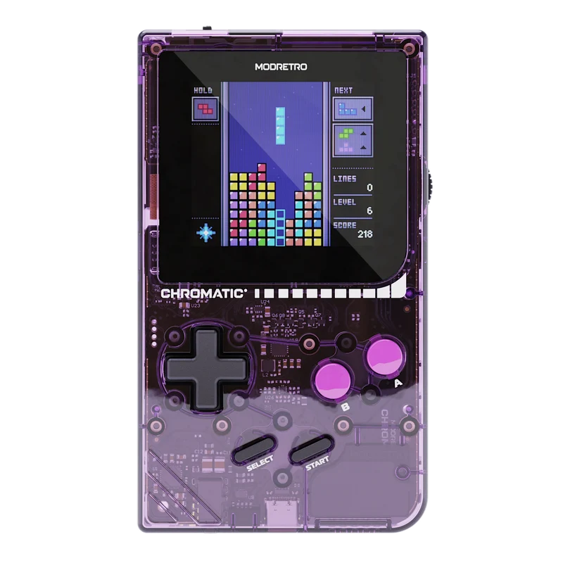 ModRetro Chromatic Transparent handheld in translucent purple