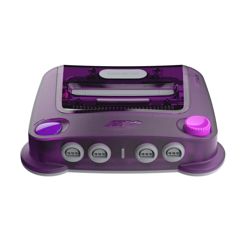 ModRetro M64 console in translucent purple