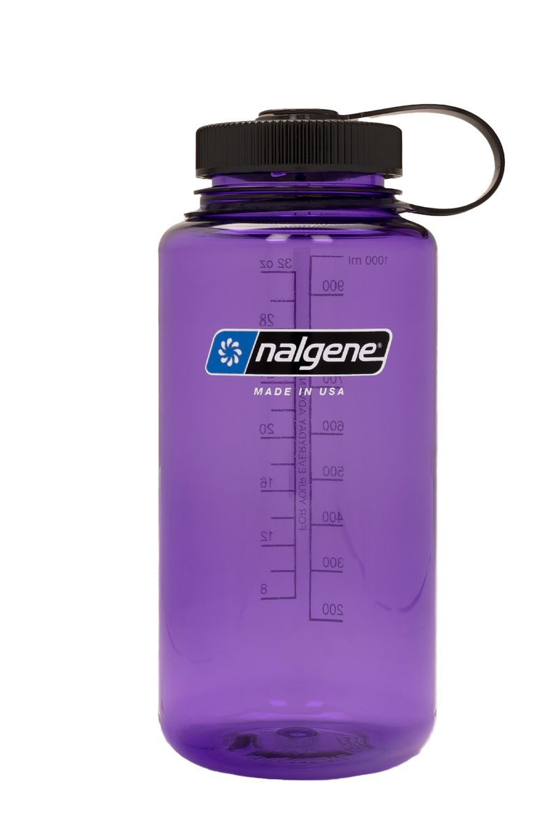 Nalgene 32oz Wide Mouth Sustain water bottle in translucent purple