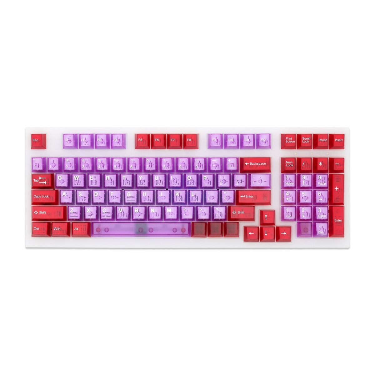 Taihao Atomic Purple Cubic ABS Doubleshot Keycap Translucent Cubic Type — Purple Red Colorway