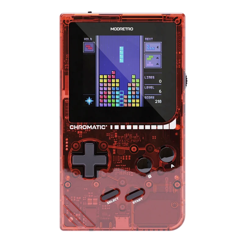 ModRetro Chromatic Transparent handheld in translucent red