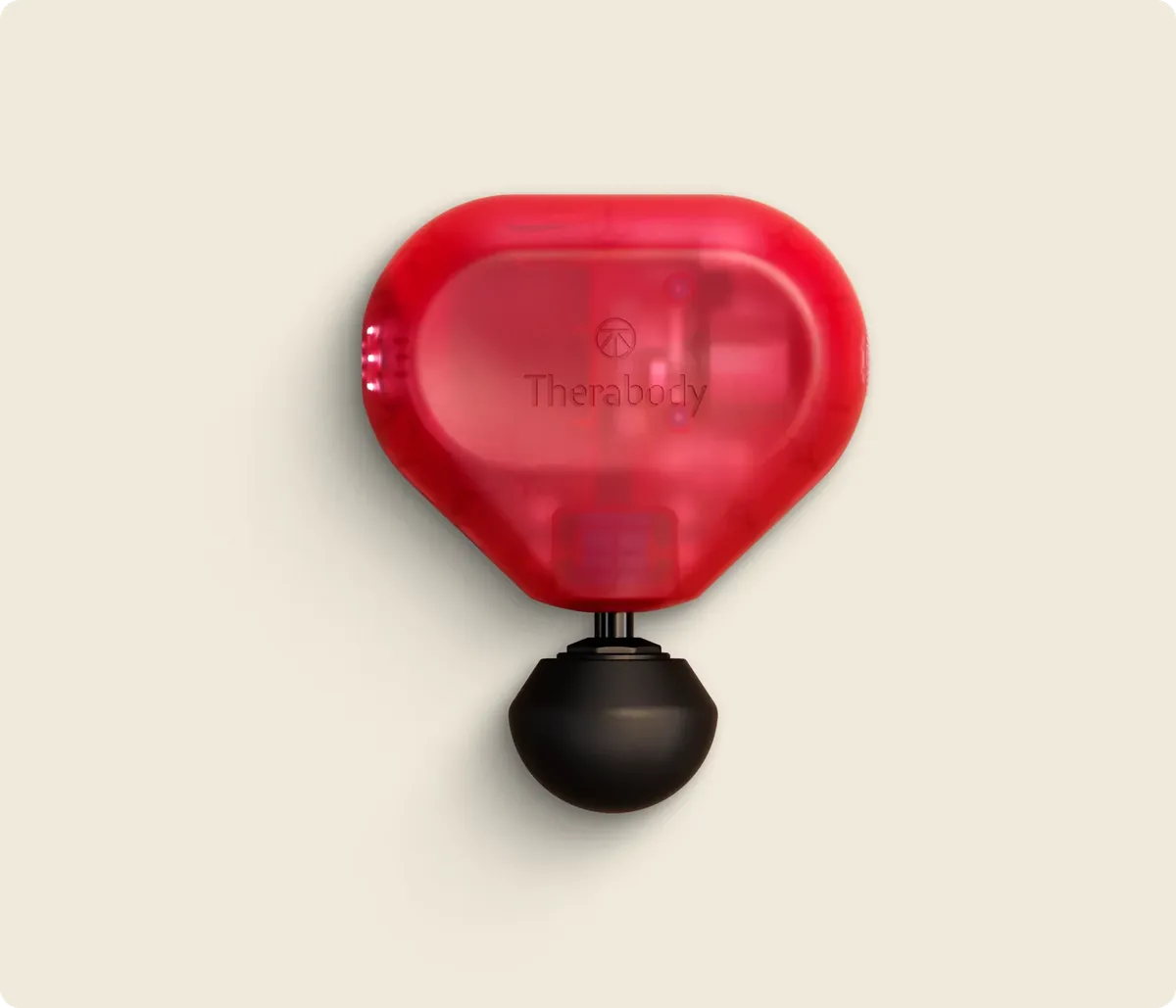 Theragun Mini 3rd Gen in translucent red Strawberry Splash