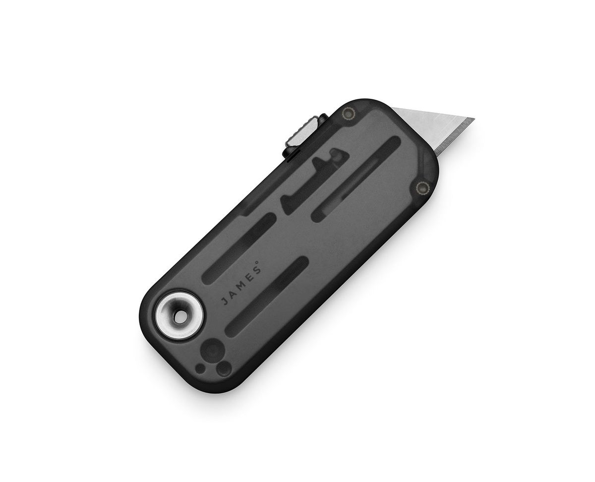 The James Brand Palmer Clear utility knife in Charcoal
