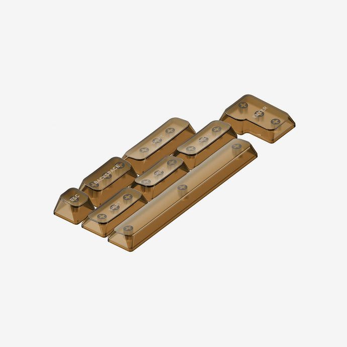 NuPhy Crystal mSA PC keycaps in translucent brown Cosmic Mocha