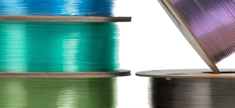 Snapmaker translucent teal PETG filament spool