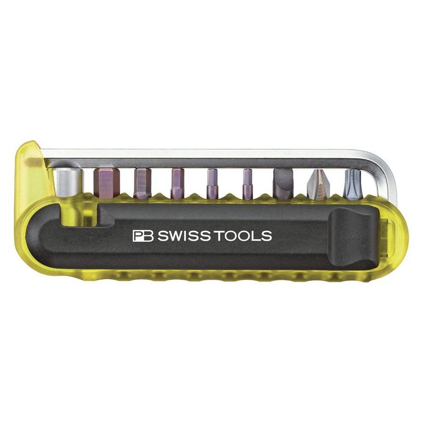 PB Swiss Tools PB 470 BikeTool with translucent yellow body and visible steel bits